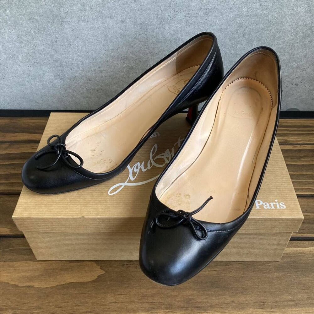 Christian Louboutin Leather Ribbon Pumps Black Size 38